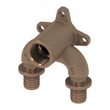 Тройник угловой с настенным креплением TECEflex 16 x Rp 1/2" x 16, закругленный, с низким падением давления, бронза